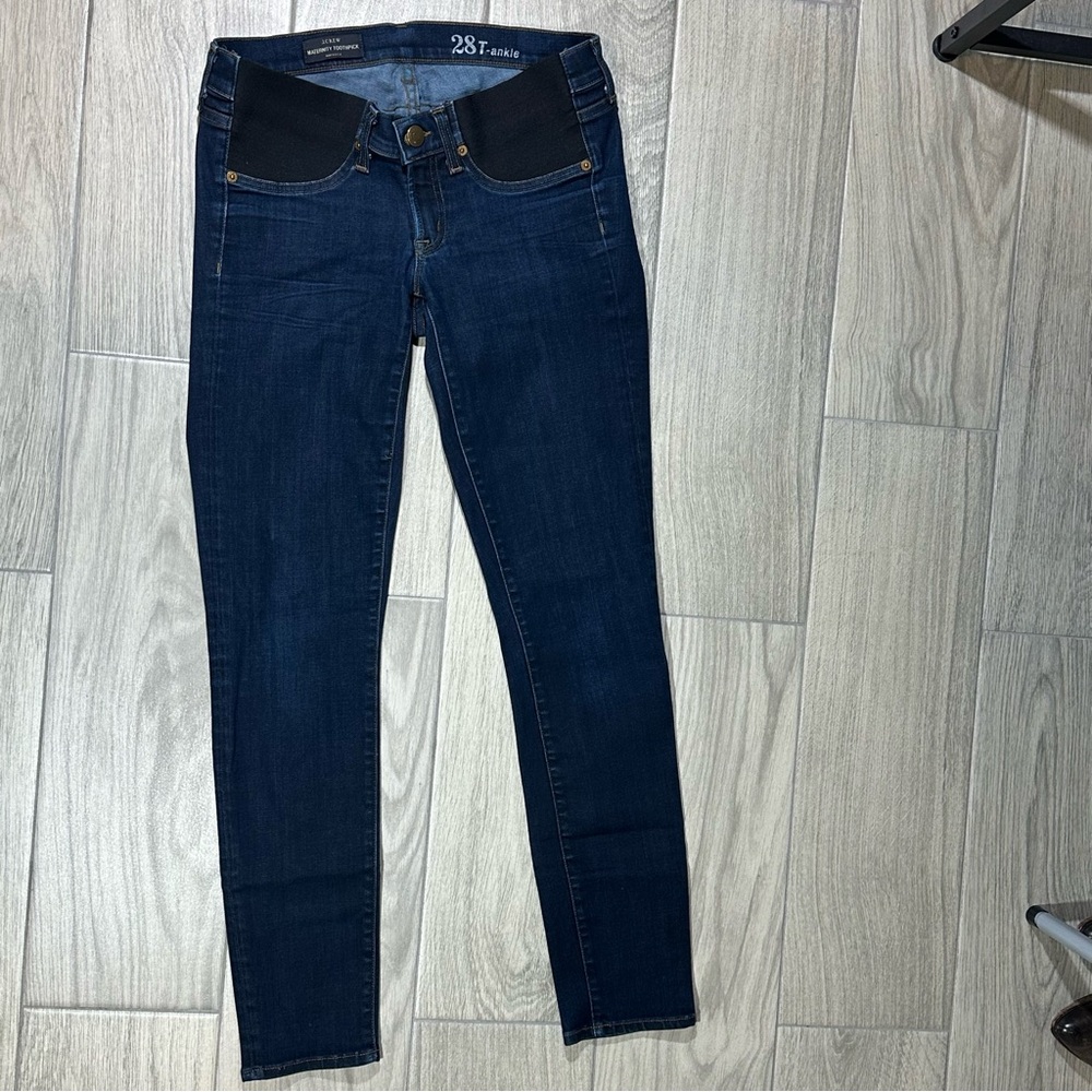 J. CREW MATERNITY Dark Wash Toothpick Skinny Jeans 28 Tall Ankle Length Inseam